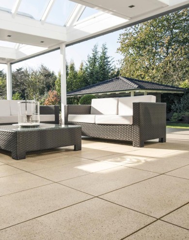 Platinum Terrassenplatte Beige Hell Überdacht Großformat Terrasse Platte 694 02