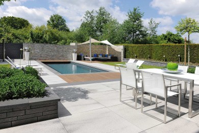 Umbriano Terrassenplatte Pool Elegant Weiß Hell Grau Einfassung Modern Sonnenschutz Naturstein Beet Mauer 2213 018